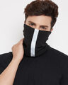 Shop Black Reflective Ribbed Face Cover-Front