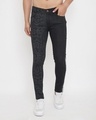 Shop Black Snake Lasered Taped Denim-Front