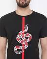 Shop Black Snake Patched T-Shirt And Shorts Combo Suit-Full