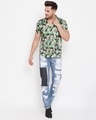 Shop Blue Heavy Distressed Patched Straight Fit Denim-Full