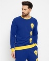 Shop Men's Blue Oversized Melted Smiley Print Sweatshirt-Front