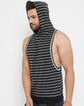 Shop Charcoal And Black Stripped Hooded Stringer Vest-Design