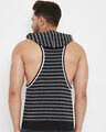 Shop Charcoal And Black Stripped Hooded Stringer Vest-Full