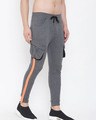 Shop Charcoal Cargo Neon Orange Taped Joggers-Full