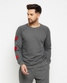 Shop Men's Charcoal Oversized Rose Patched Sweatshirt-Front