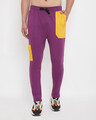 Shop Lilac Yellow Patched Track Pants-Front