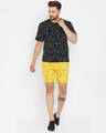 Shop Men's Black & Yellow Printed T Shirt & Shorts Set-Front