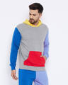 Shop Men's Grey Colourblocked Oversized Fit Hoodie-Full