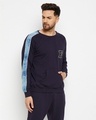 Shop Men's Navy Oversized Denim Taped Sweatshirt-Design