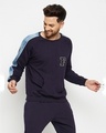 Shop Men's Navy Oversized Denim Taped Sweatshirt