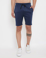 Shop Navy Scuba Velour Shorts-Front