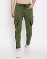 Shop Olive Cargo Taped Joggers-Front