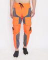Shop Orange Rainbow Reflective Cargo Track Pants-Front