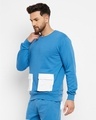 Shop Men's Petrol Blue Oversized Contrast Pocket Sweatshirt-Full