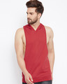 Shop Red Hooded Stringer Vest-Front