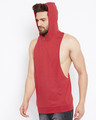 Shop Red Hooded Stringer Vest-Design