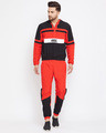 Shop Red Nylon Colour Blocked Tracksuit-Front