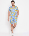 Shop Tropical Banana Printed Cuban Shirt And Shorts Combo Set-Front