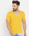 Shop Men's Yellow Solid Slim Fit  T-shirt-Front