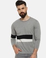 Shop Full Sleeve Solid Men's Round Neck Grey T-Shirt-Front