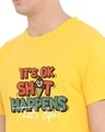 Shop Men's Yellow Shit Happens Typographic T Shirt