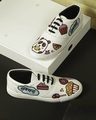 Shop Unisex White Bhukkad Print Sneakers-Front