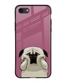 Shop Funny Pug Face Printed Premium Glass Cover For iPhone 7 (Impact Resistant, Matte Finish)-Front