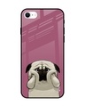 Shop Funny Pug Face Printed Premium Glass Cover For iPhone SE 2022 (Impact Resistant, Matte Finish)-Front