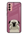 Shop Funny Pug Face Printed Premium Glass Cover for Samsung Galaxy M13 (Shock Proof, Scratch Resistant)-Front