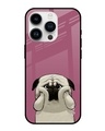 Shop Funny Pug Face Printed Premium Glass Cover for Apple iPhone 14 Pro (Shock Proof, Scratch Resistant)-Front