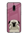 Shop Funny Pug Face Printed Premium Glass Cover For OnePlus 7 (Impact Resistant, Matte Finish)-Front
