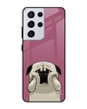 Shop Funny Pug Face Printed Premium Glass Cover For  S21 Ultra(Impact Resistant-Front
