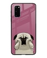 Shop Funny Pug Face Printed Premium Glass Cover For Samsung Galaxy S20(Impact Resistant, Matte Finish)-Front