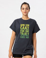 Shop Gaali Par Taali Boyfriend T-Shirt-Front