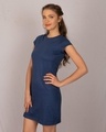 Shop Galaxy Blue Cap Sleeve Plain T-shirt Dress-Design