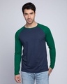 Shop Galaxy Blue-Dark Forest Green Full Sleeve Raglan T-Shirt-Front