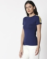 Shop Galaxy Blue - Happy Yellow Shoulder Sleeve T-Shirt-Design
