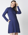 Shop Galaxy Blue High Neck Pocket Dress-Front
