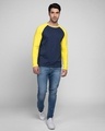 Shop Galaxy Blue-Pineapple Yellow Full Sleeve Raglan T-Shirt-Full