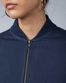 Shop Galaxy Blue Plain Zipper Bomber Jacket