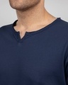 Shop Galaxy Blue Slit Neck Full Sleeve Henley T-shirt