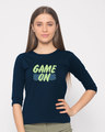Shop Game On Neon Round Neck 3/4th Sleeve T-Shirt-Front