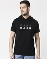 Shop Game Over Minimal Half Sleeve Hoodie T-shirt Black-Front