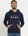 Shop Men's Blue Game Over Minimal Typography Hoodie-Front