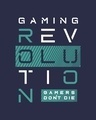 Shop Men's Blue Gamer Revolution Typography Hoodie T-shirt-Full