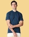 Shop Gibral Tar Sea Mandarin Collar Half Sleeve Shirt-Front
