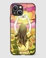 Shop Girl With Sunflowers Premium Glass Case for Apple iPhone 13 Mini-Front