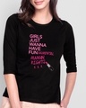 Shop Girls Fun 3/4 Sleeve Slim Fit T-Shirt-Front
