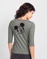 Shop Glitch Mickey Round Neck 3/4 Sleeve T-Shirt Meteor Grey (DL)-Design