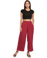 Shop Go Colors Light Maroon Linen Palazzo-Full